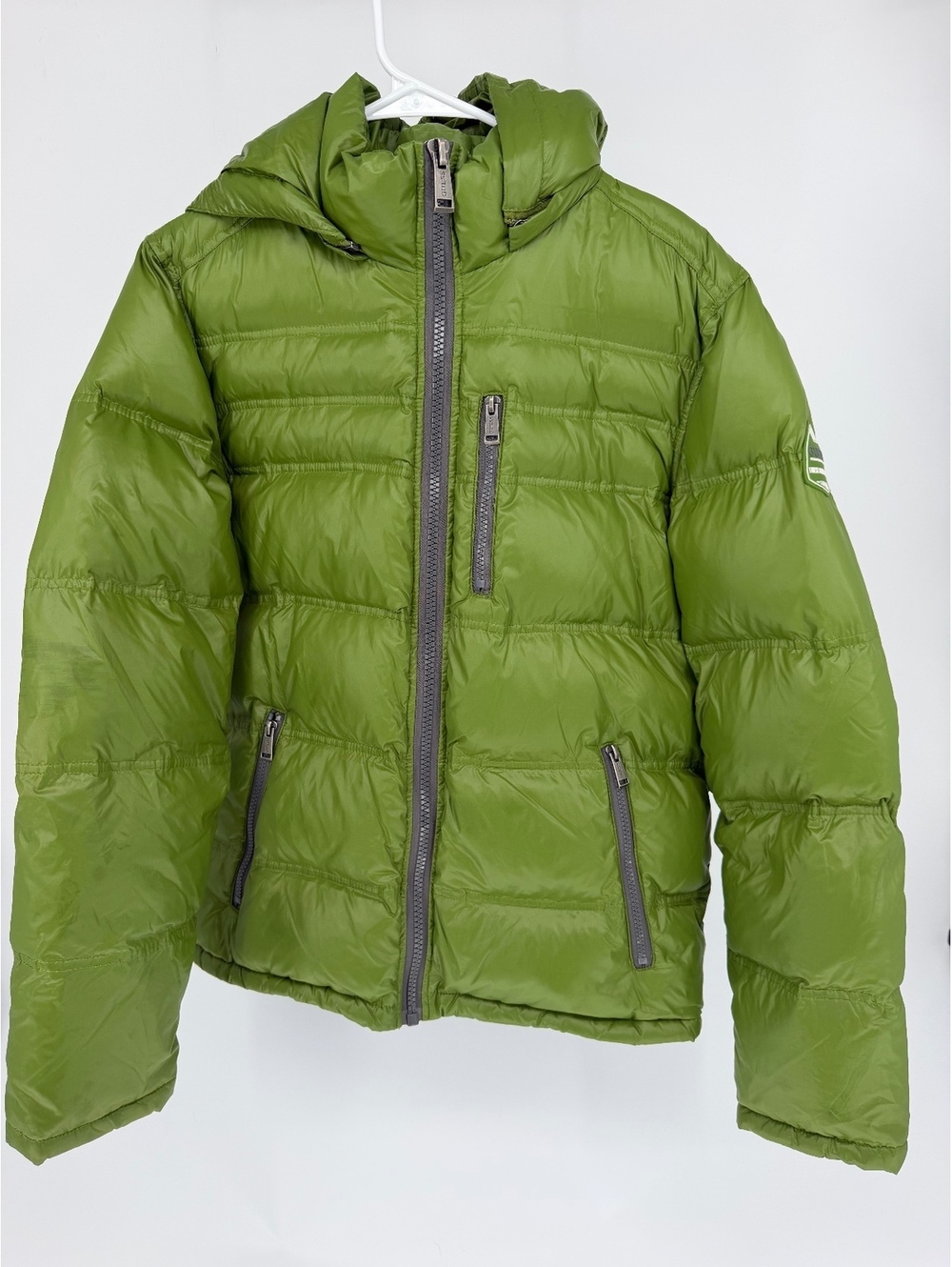 Guess Women’s Green Puffer Jacket with Hood, Size M